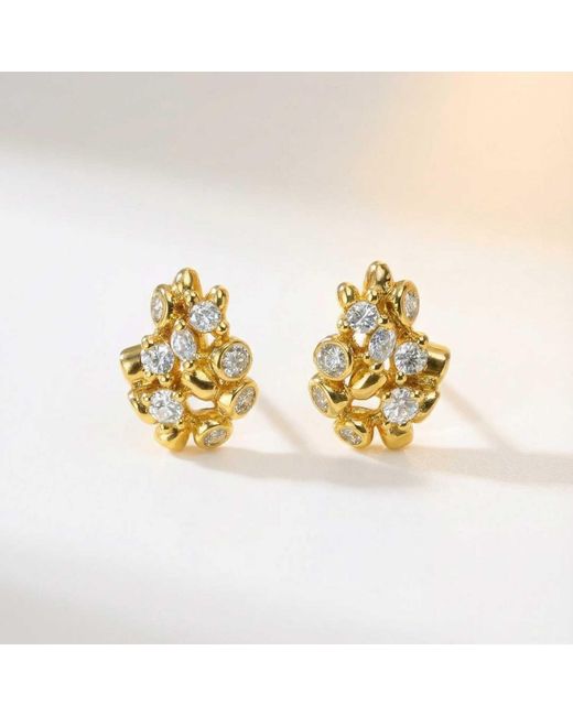 Dainty London Metallic Lyra Stud Earrings