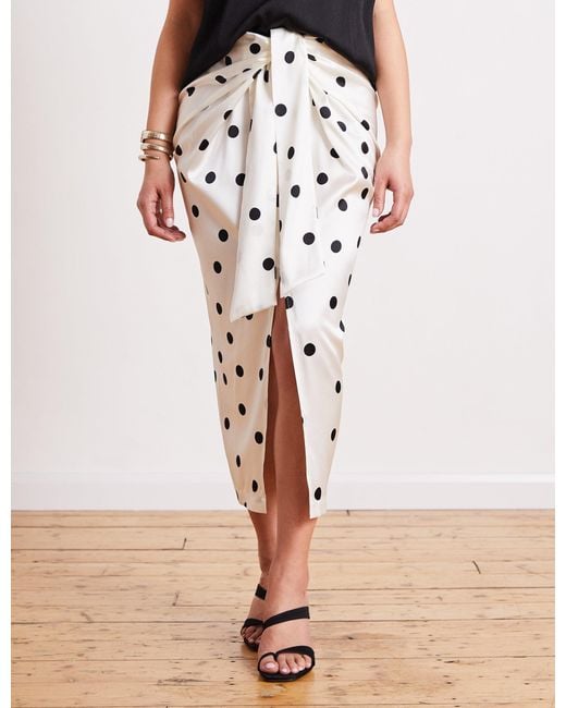 The Summer Edit White Noa Silk Skirt