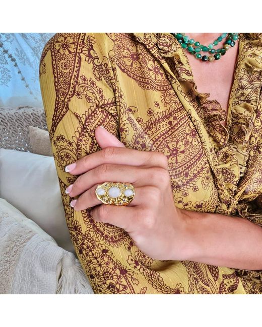 Farra Metallic Moonstone Statement Ring
