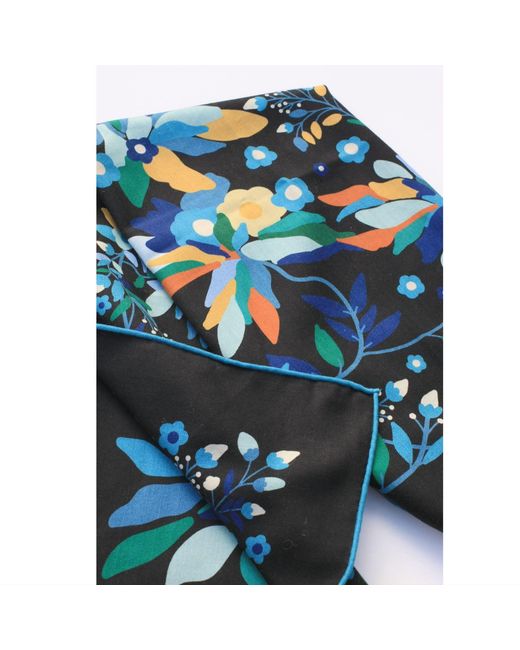 Jessie Zhao New York Blue Double Sided Wool Silk Scarf Of Night Jungle Reverie