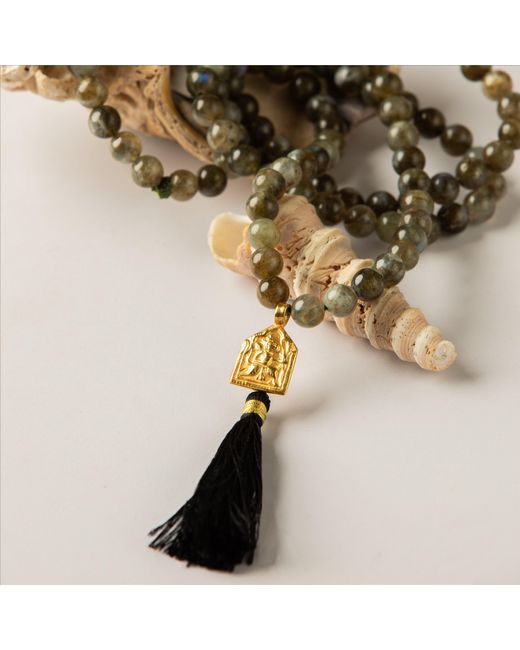 Goddess Charms Black Success & Manifestation Mala Hanuman Labradorite