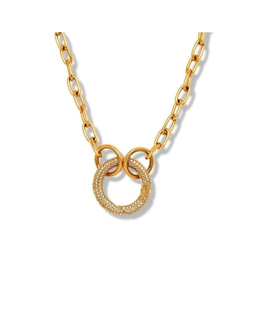 Jaredjamin Metallic Reaction Circular Pave Clasp Necklace
