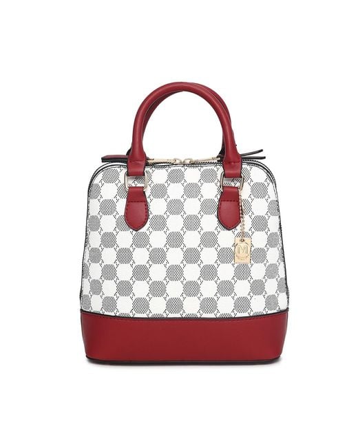 Mkf Collection - J'omor Red Marjorie Circular Print Satchel Bag
