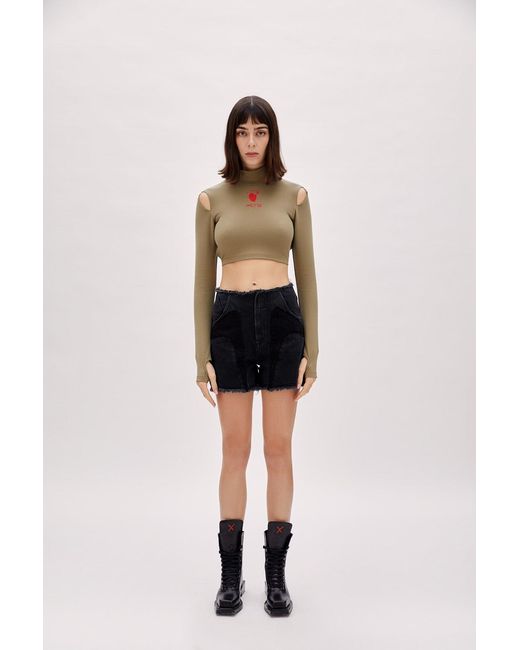 Pcfg Green Long Sleeve Crop Top
