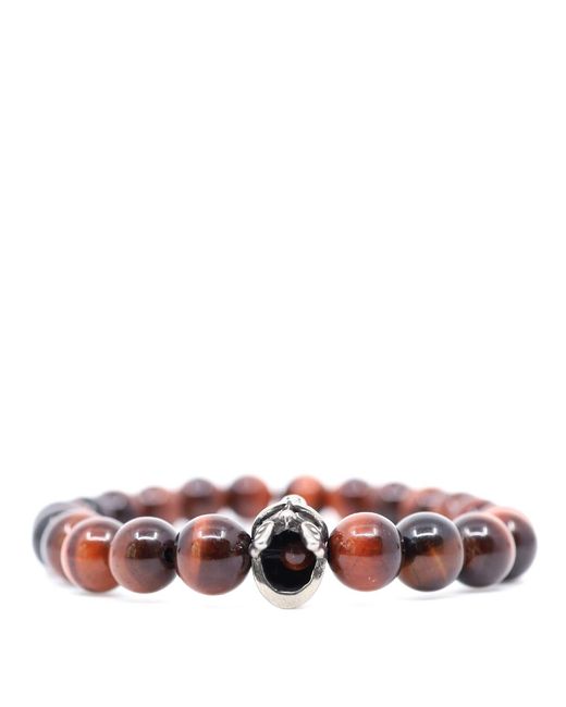 Shar Oke Multicolor Stainless Steel Spartan Helmet & Tiger's Eye Beaded Bracelet for men