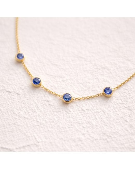 Lily Flo Jewellery Metallic Sapphire Station Necklace