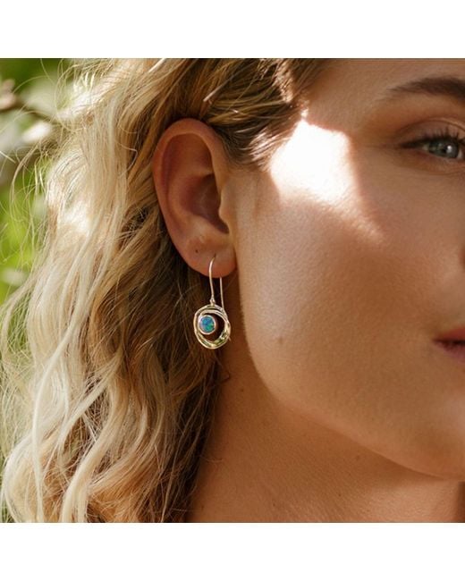 Isla Silver Blue Handmade Opal Drop Earrings