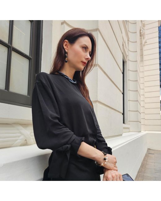 Farra White Obsidian Dangle Earrings