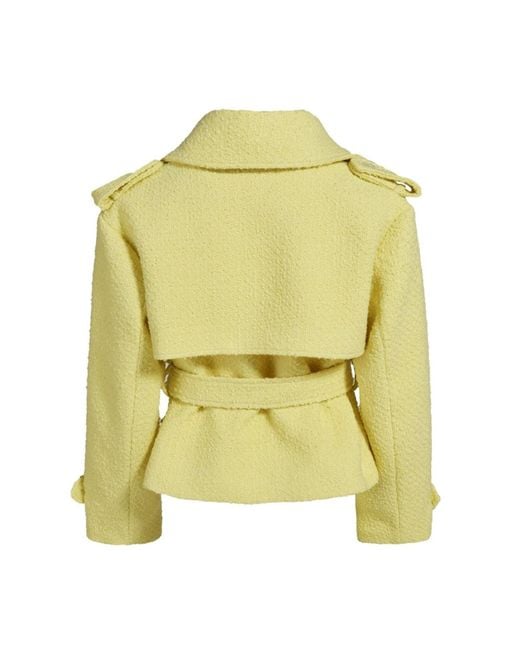 Hortons England Yellow Tweed Boucle Cropped Jacket