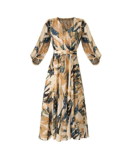 SACHA DRAKE Metallic Neutrals La Mer Midi Dress