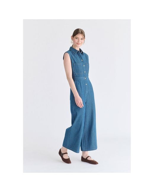 Paisie Blue Wide Leg Denim Jumpsuits