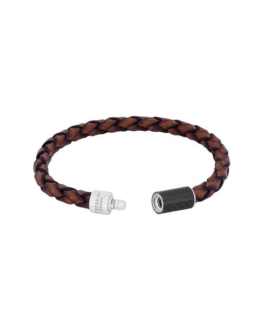 Tateossian Brown Carbon Pop Bracelet With Leather And Carbon Fibre for men