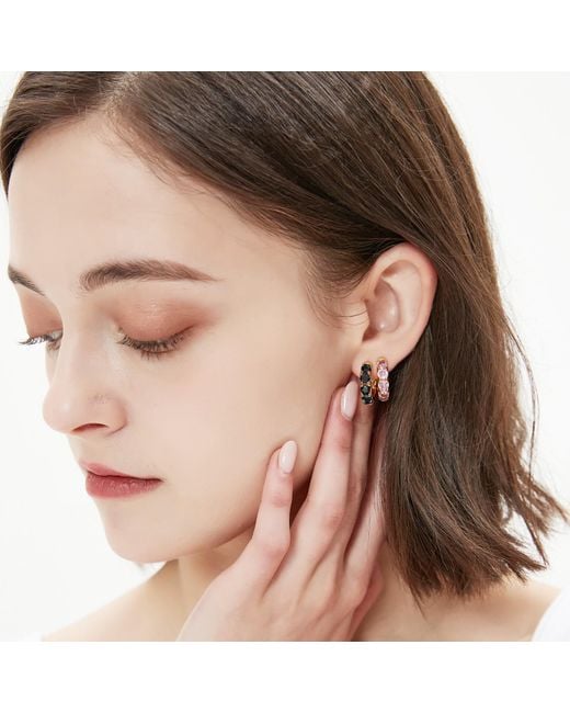 Classicharms Metallic Daniela Huggie Hoop Onyx Zirconia Earrings
