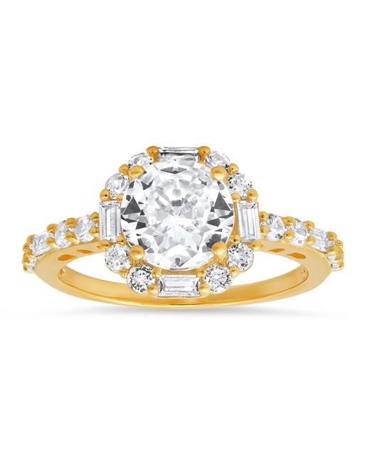 Kylie Harper Metallic Round & Baguette-Cut Halo Diamond Cz Ring