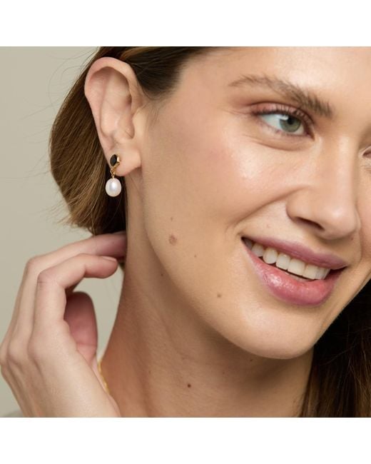 Pearls of the Orient Online Metallic Clara Smokey Quartz & Cultured Freshwater Pearl Drop Earrings