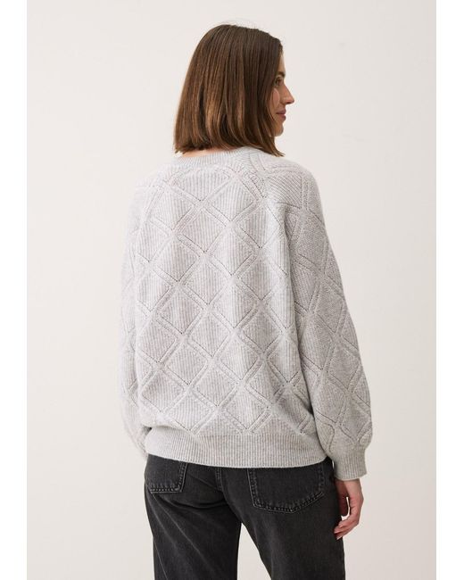 Loop Cashmere Gray Diamond Stitch Sweater