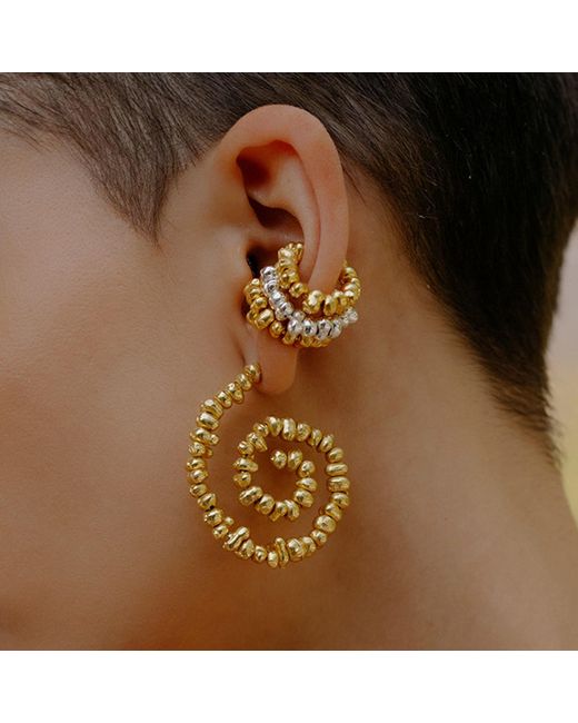 Arvino Metallic Molten Beaded Spiral Earrings