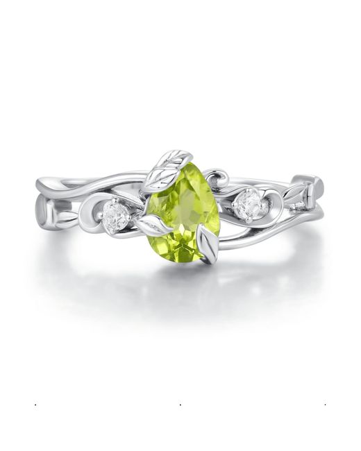 Azura Jewelry New York White Springtide Bloom Peridot Ring Vermeil