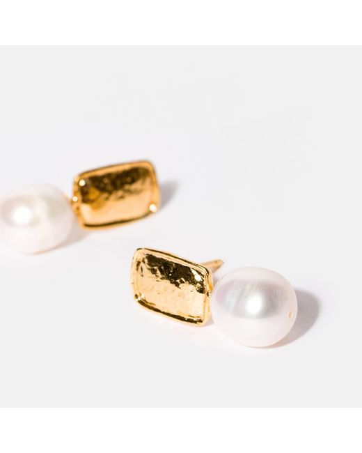 Kybele Studio White Baroque Pearl Stud Earrings