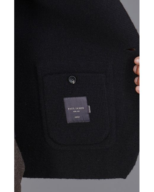 Paul James Knitwear Blue Midweight Lambswool Benedict Knitted Blazer for men