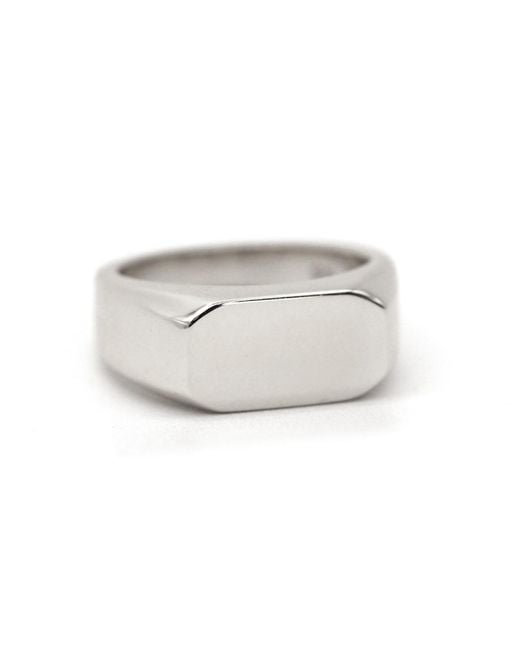VicStoneNYC Fine Jewelry White Minimalist Bold Signet Ring For for men