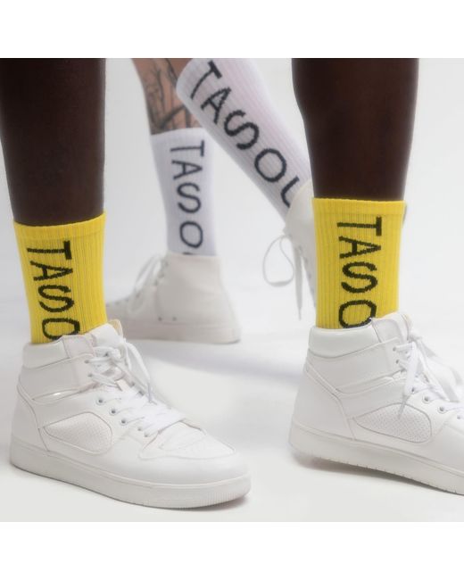 Chuks Collins White Art Self Socks for men