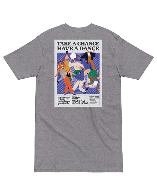 Anchor and Crew Gray Heather Take A Chance Have A Dance Disco! Heavy Cotton Embroidered T-Shirt