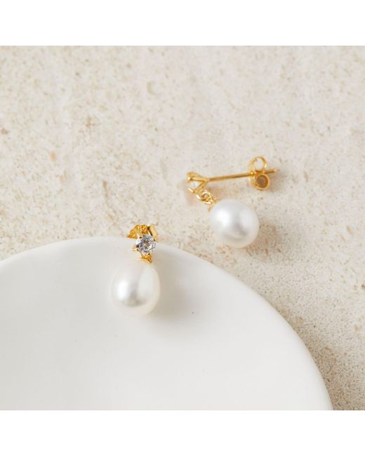 Esterah Metallic Freshwater Pearl Drop Earrings
