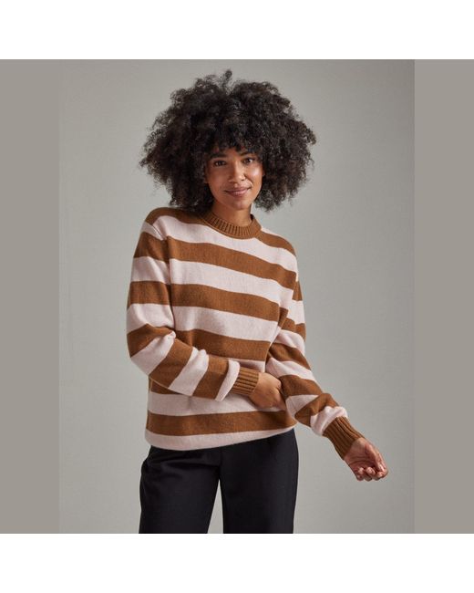 Salts Cashmere Brown Lofty Knit Crew Neck Sweater