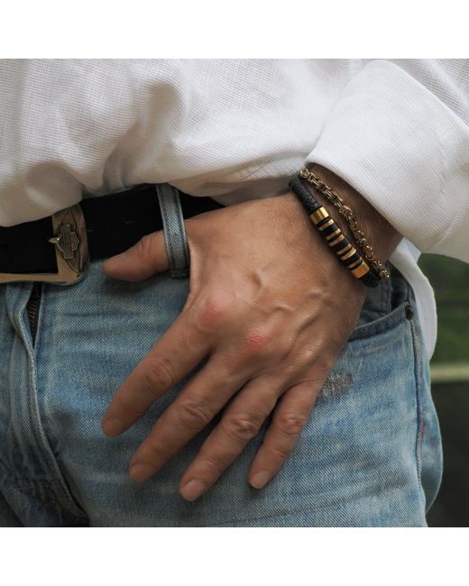 Ebru Jewelry Brown Two Color Design Bold Chain Bracelet for men