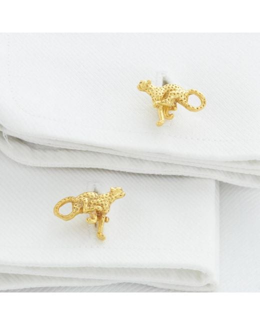 Simon Kemp Jewellers Metallic Cheetah Cufflinks Eighteen Carat On Sterling for men