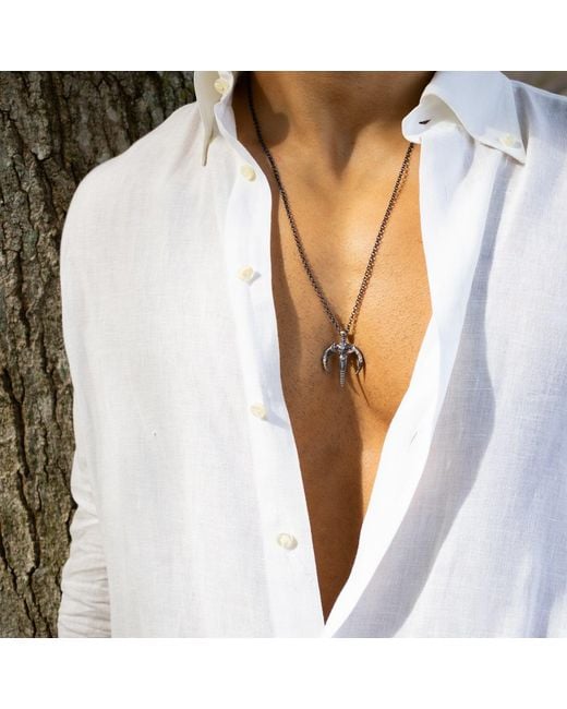 Ebru Jewelry Metallic Winged Guardian Sterling Necklace for men