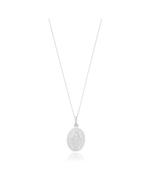 Lily & Roo Metallic Solid Sterling Oval Virgin Mary Necklace