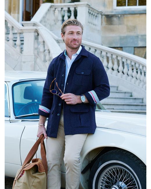 Koy Clothing Blue Wool Safari Jacket for men