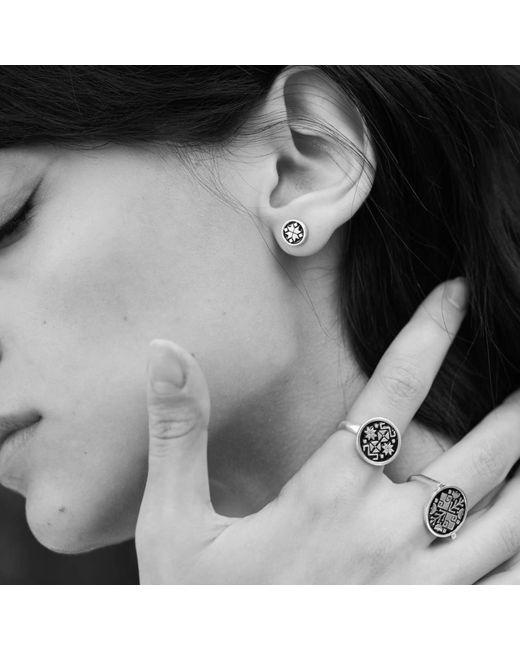 Pearl Code Black Handmade Stud Earrings – Geometric Star Design