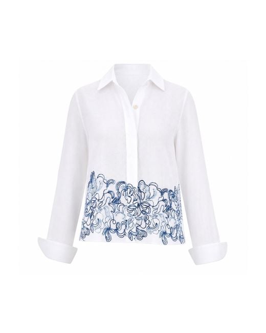 MARICEL White Fiore Blouse Raffia Embroidery