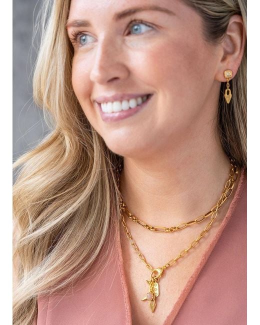Loni Paul Jewelry Metallic Peach Moonstone Talisman Drop Necklace