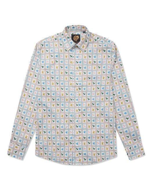 Gresham Blake White Neutrals Dove Stamp Shirt for men