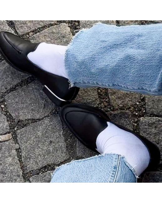 Rag & Co Black Anna Leather Slip-On Loafers