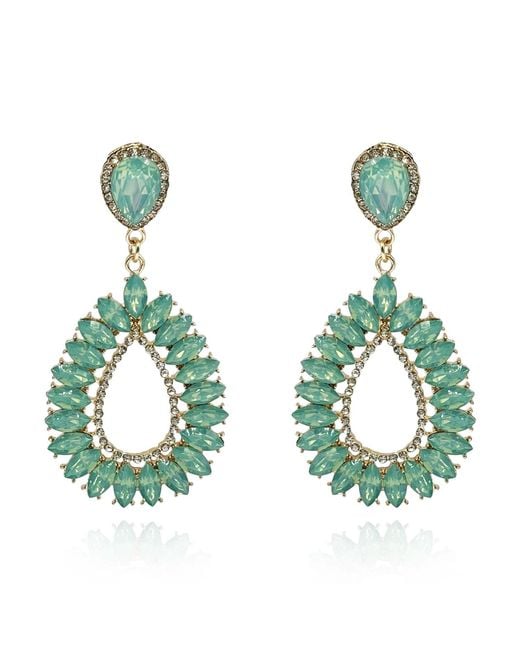 Michael Nash Jewelry Green Lorenza Aqua Navette Crystal Drop Earrings