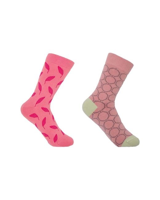 Peper Harow - Made in England Pink Leaf & Beehive Socks Bundle
