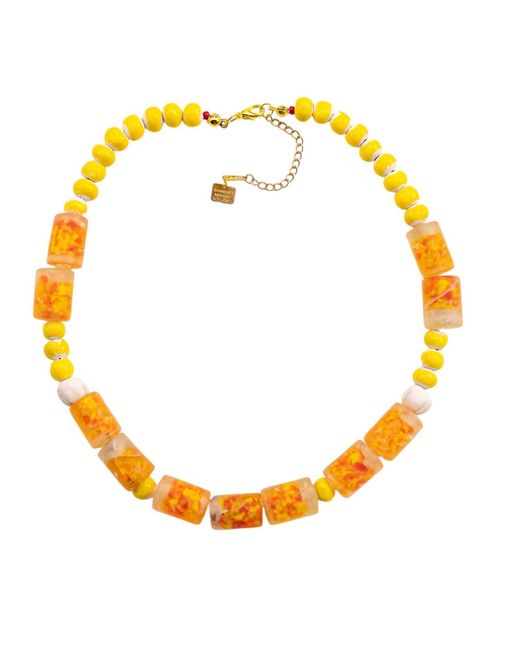 Sunset Magic Studio Metallic African Glass Ceramic Necklace
