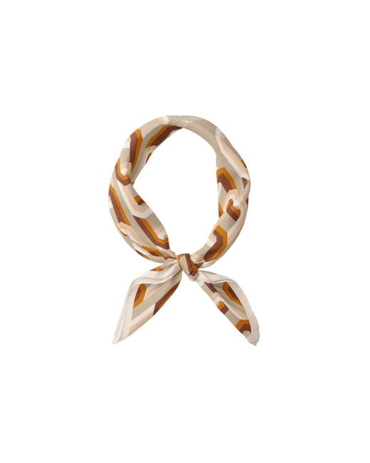 Le Parmentier Natural Neutrals Chain Motif Bandana Silk Scarf