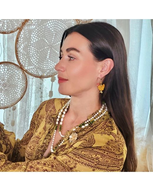 Farra Yellow Playful Handcrafted Chicken Dangle Earrings