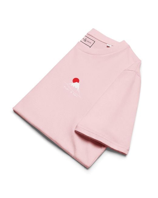 Anchor and Crew Pink Cotton Mount Fuji Landmark Organic Cotton T-Shirt for men