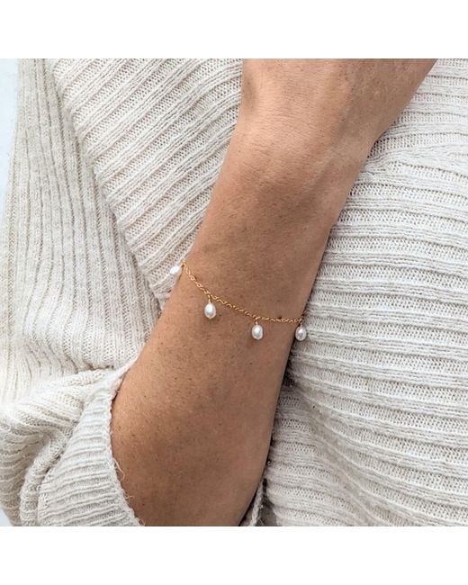 Kiri & Belle White Annalise Pearl Drop Charm Sterling Bracelet