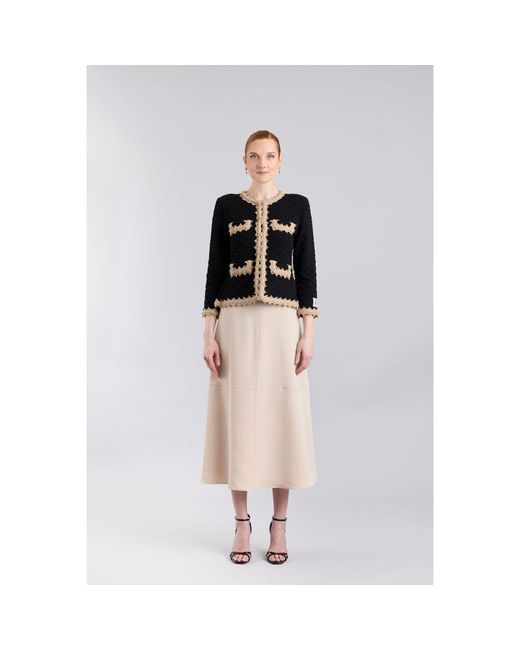 The Extreme Collection Black Neutrals Raised Embroidery Knit Jacket Paola