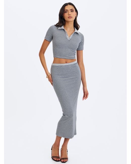 Miss Circle New York Blue Westley & Lyocell Jersey Striped Polo Top
