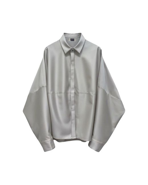 London Atelier Byproduct Gray Neutrals Bias Lantern Oversize Shirt