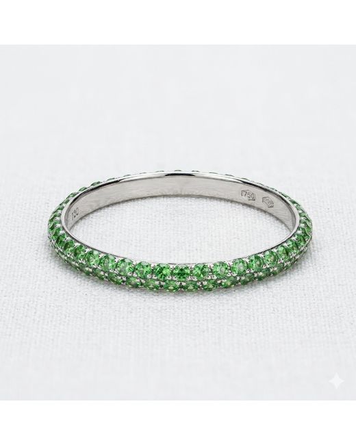 Artisan Green 18K Oxidized With Tsavorite Gemstone Half Eternity Band Ring